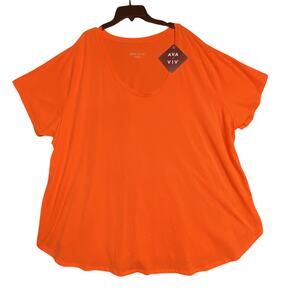 Ava & Viv Women's Scoop neck Short Sleeve T-shirt Size 4X Orange